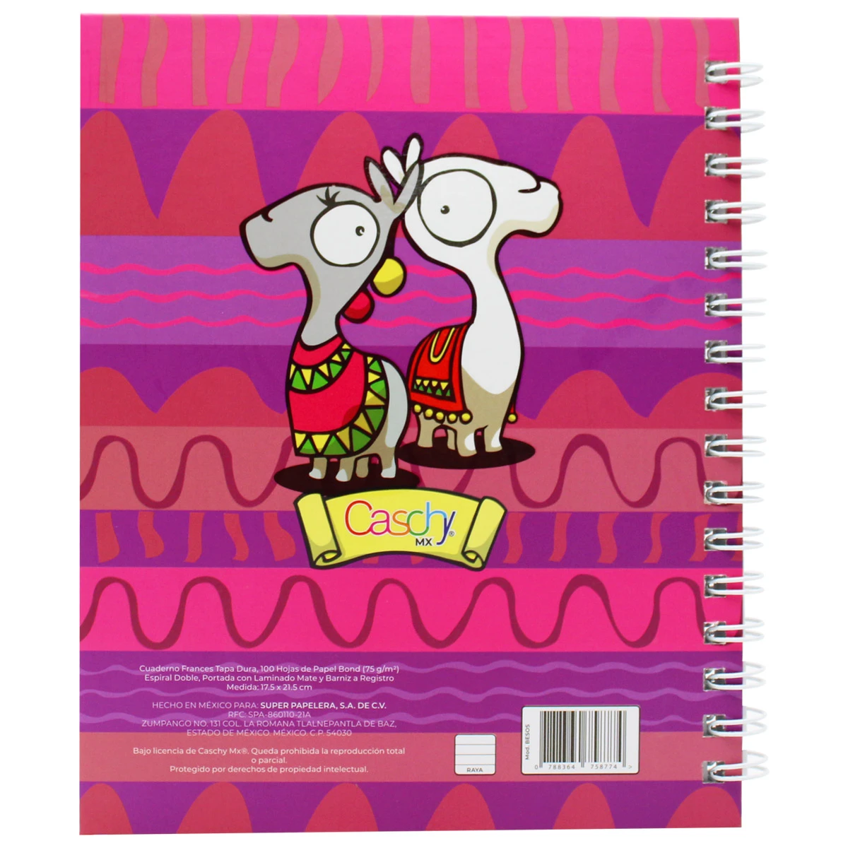 CUADERNO FRANCES 100HJS TAPA DURA BESOS RAYA