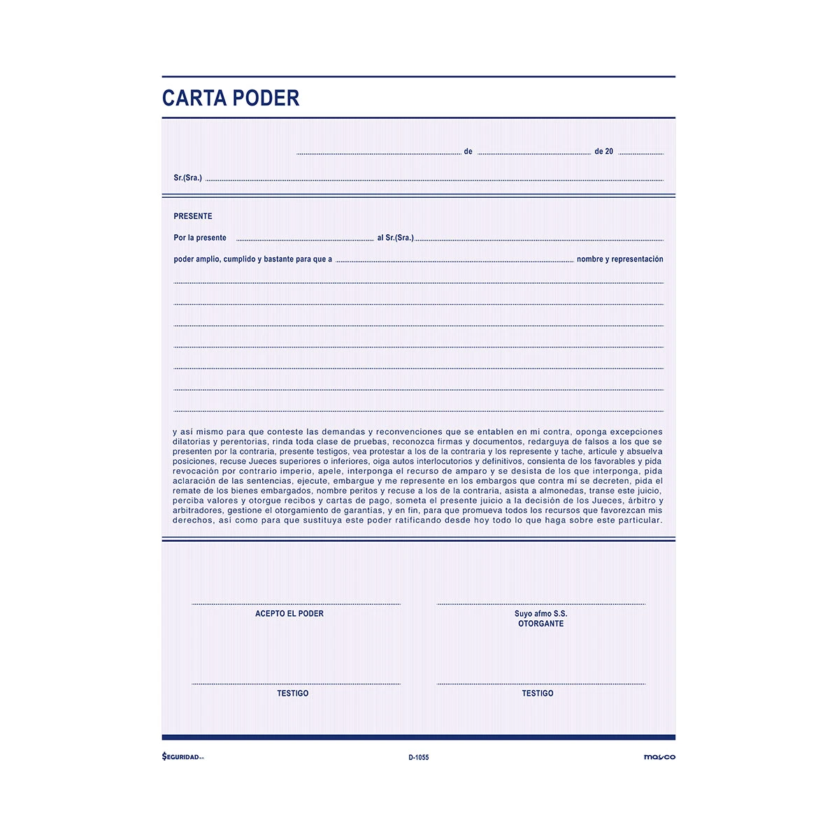 BLOCK CARTA PODER 20HJS C/5 D-1055