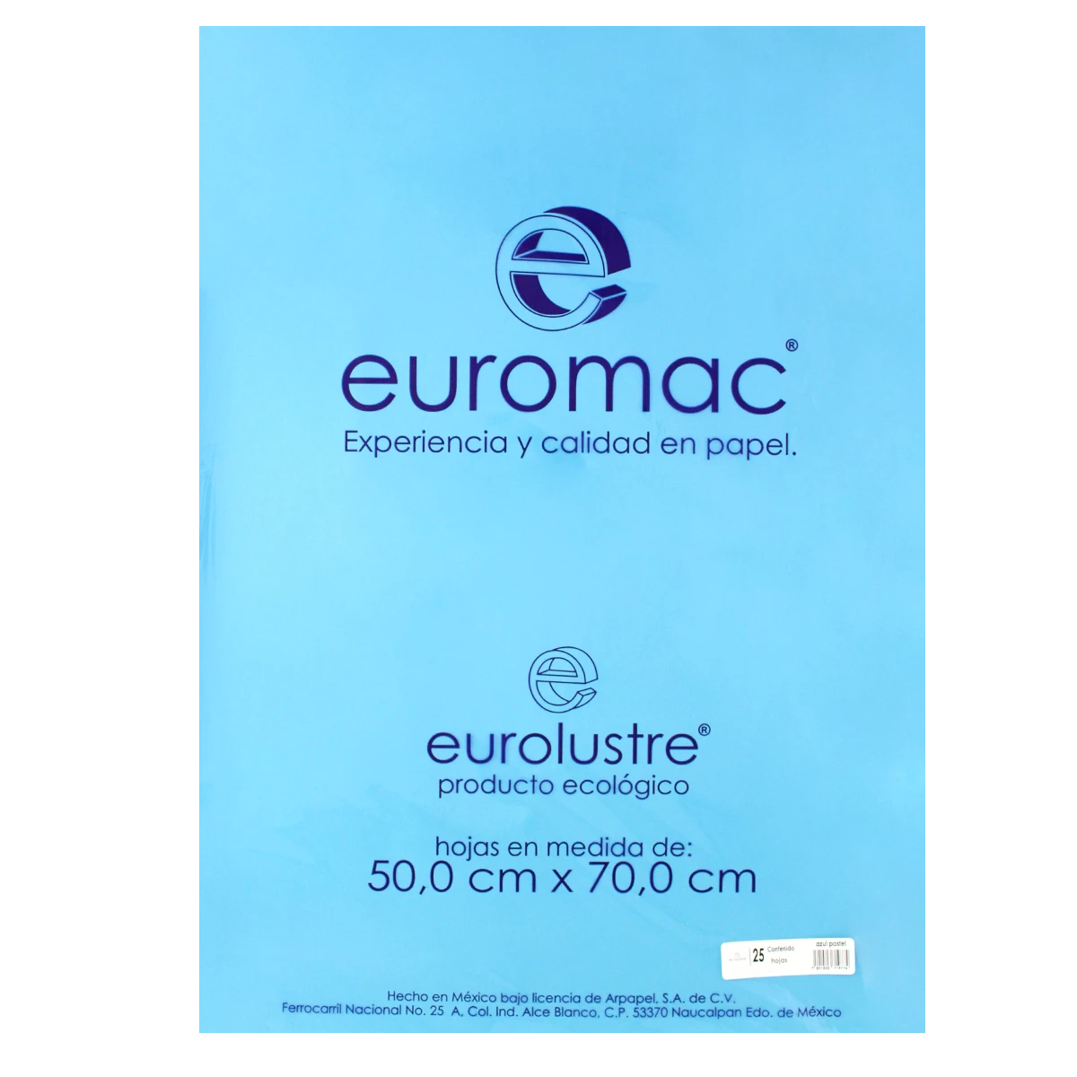 PAPEL LUSTRE C/25 AZUL PASTEL EL0010