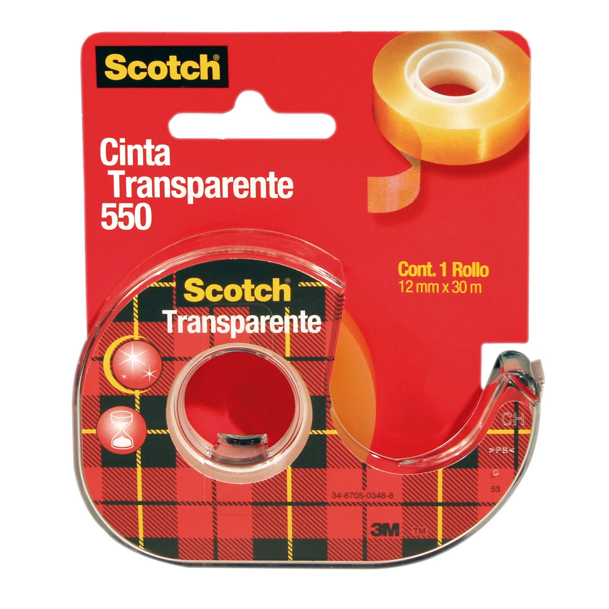 CINTA TRANSPARENTE 550 12MM X 30MTS C/DESPACHADOR