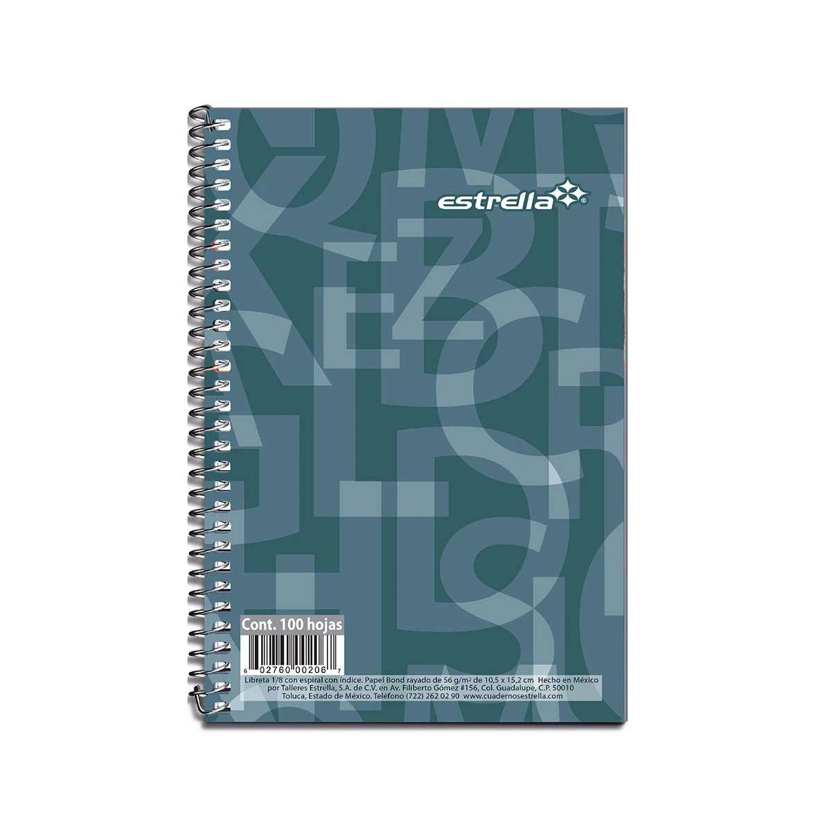 LIBRETA 1/8 ESPIRAL C/INDICE 100HJS 0206