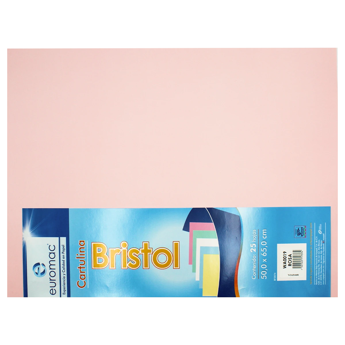 CARTULINA BRISTOL 50X65 C/25 ROSA