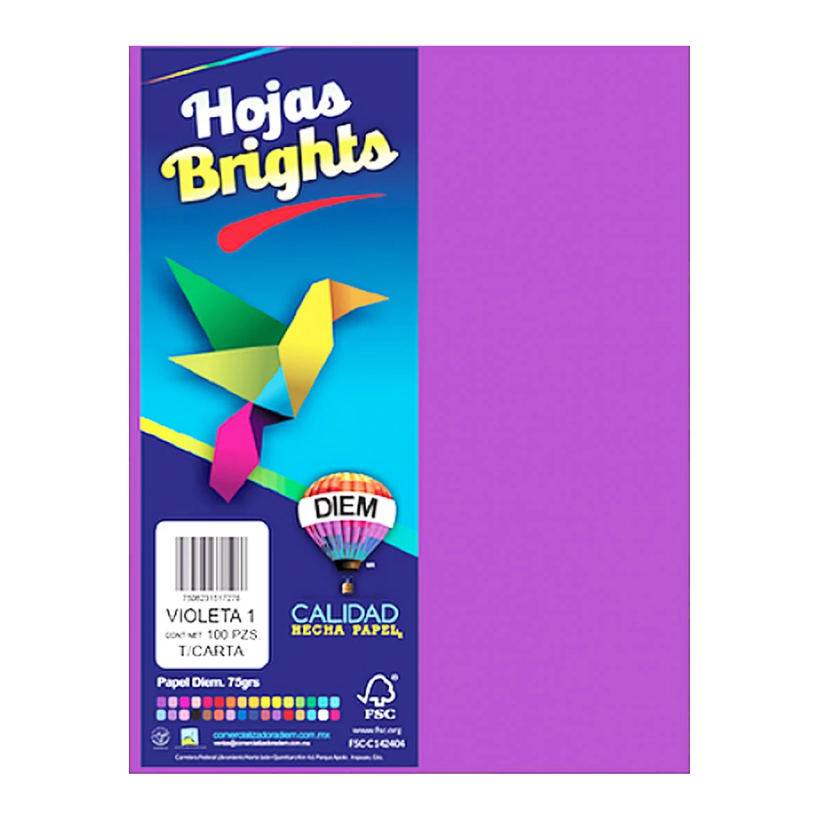 HOJA CARTA FLUORESCENTE C/100 100F01 VIOLETA OBSCURO