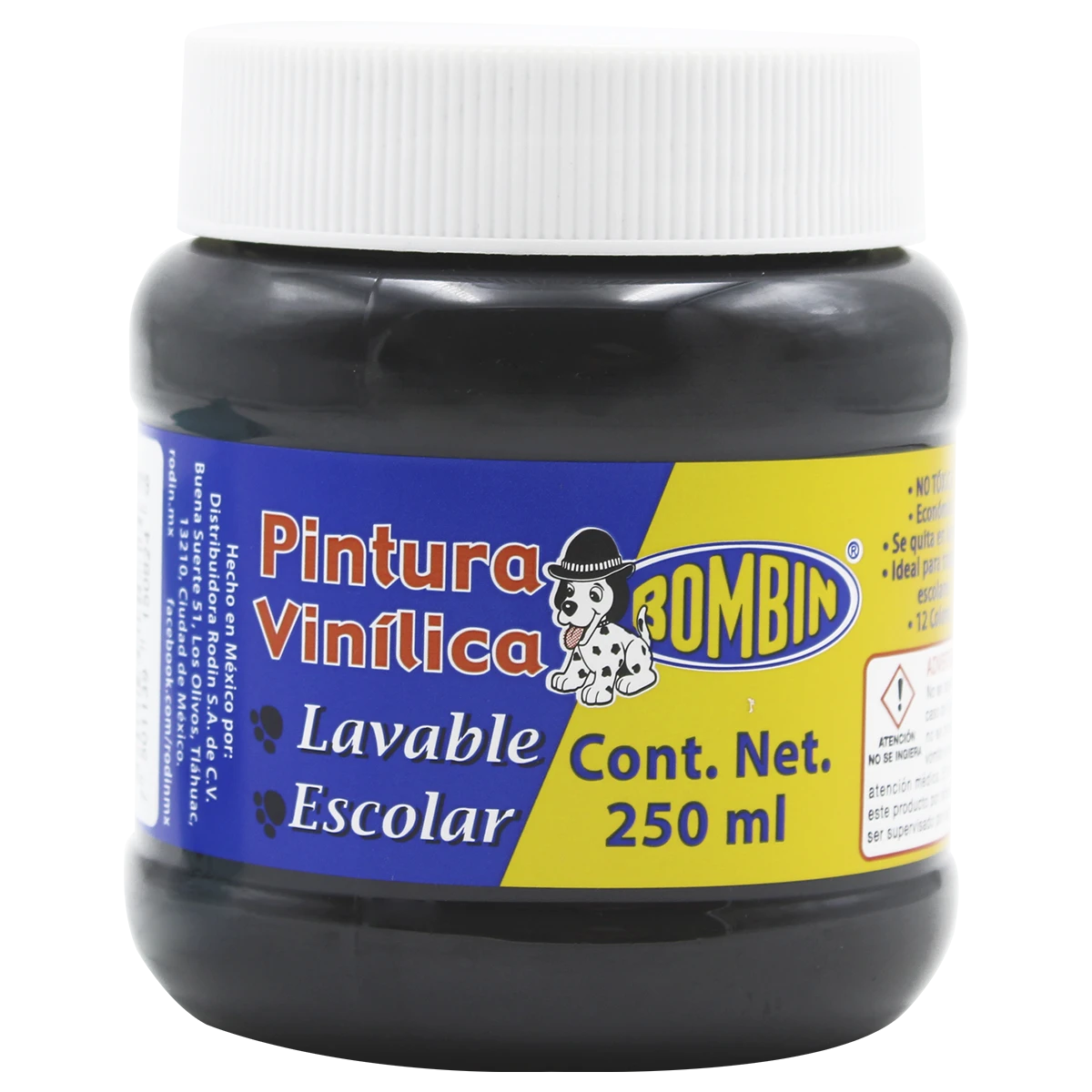 PINTURA VINILICA BOMBIN 250ML NEGRO