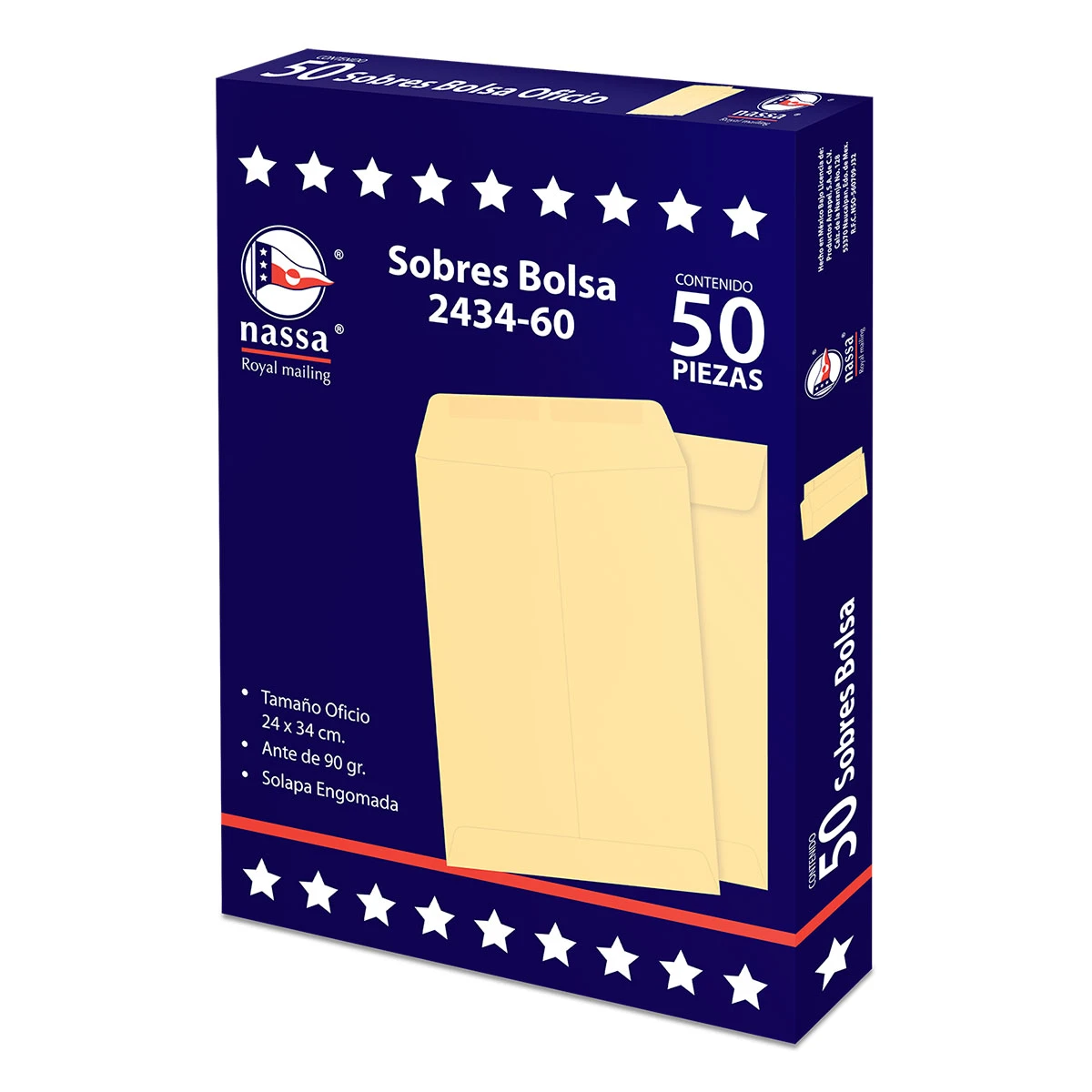 SOBRE MANILA OFICIO 90G C/50 ENGOMADO 243460