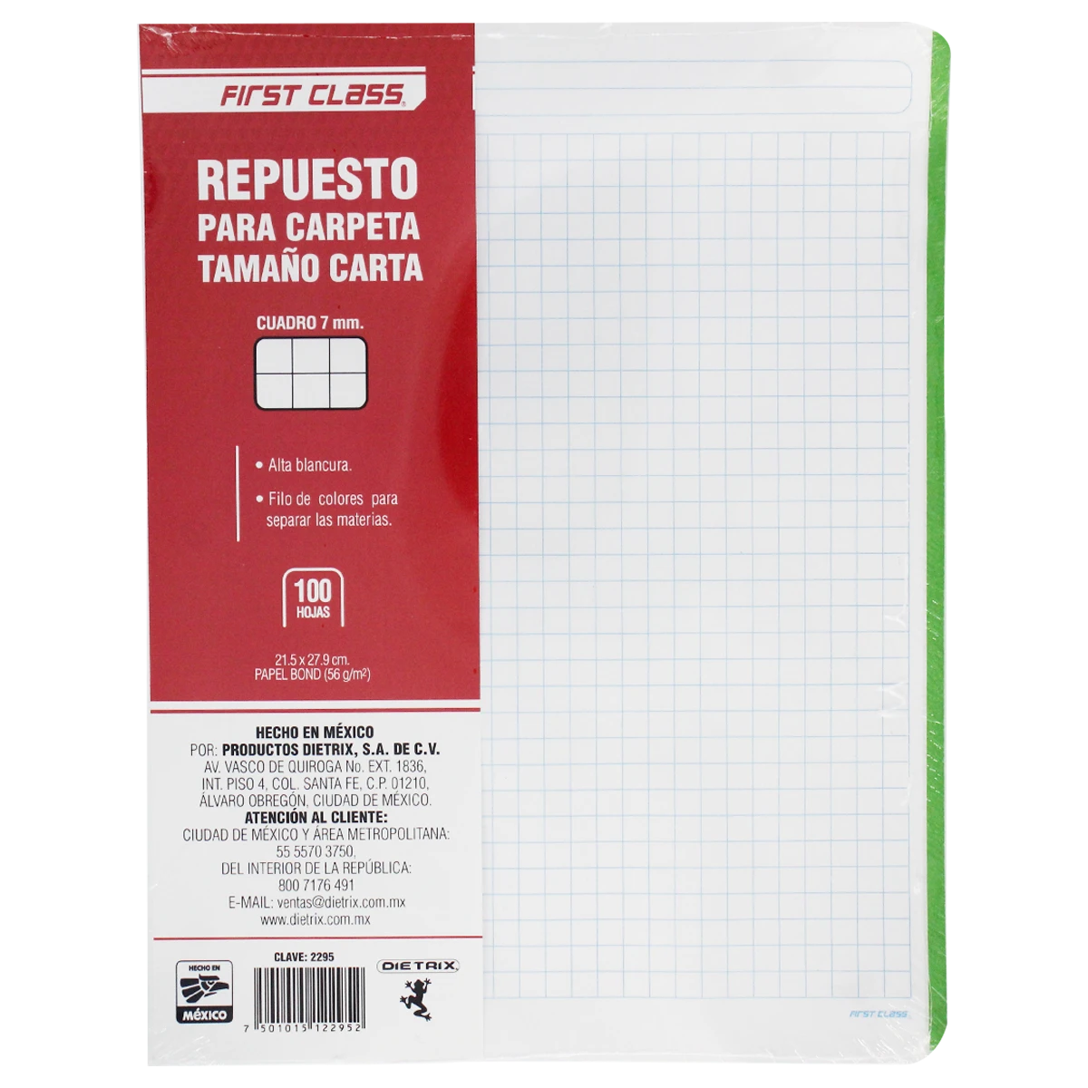 HOJA PARA CARPETA CARTA C/100 C7