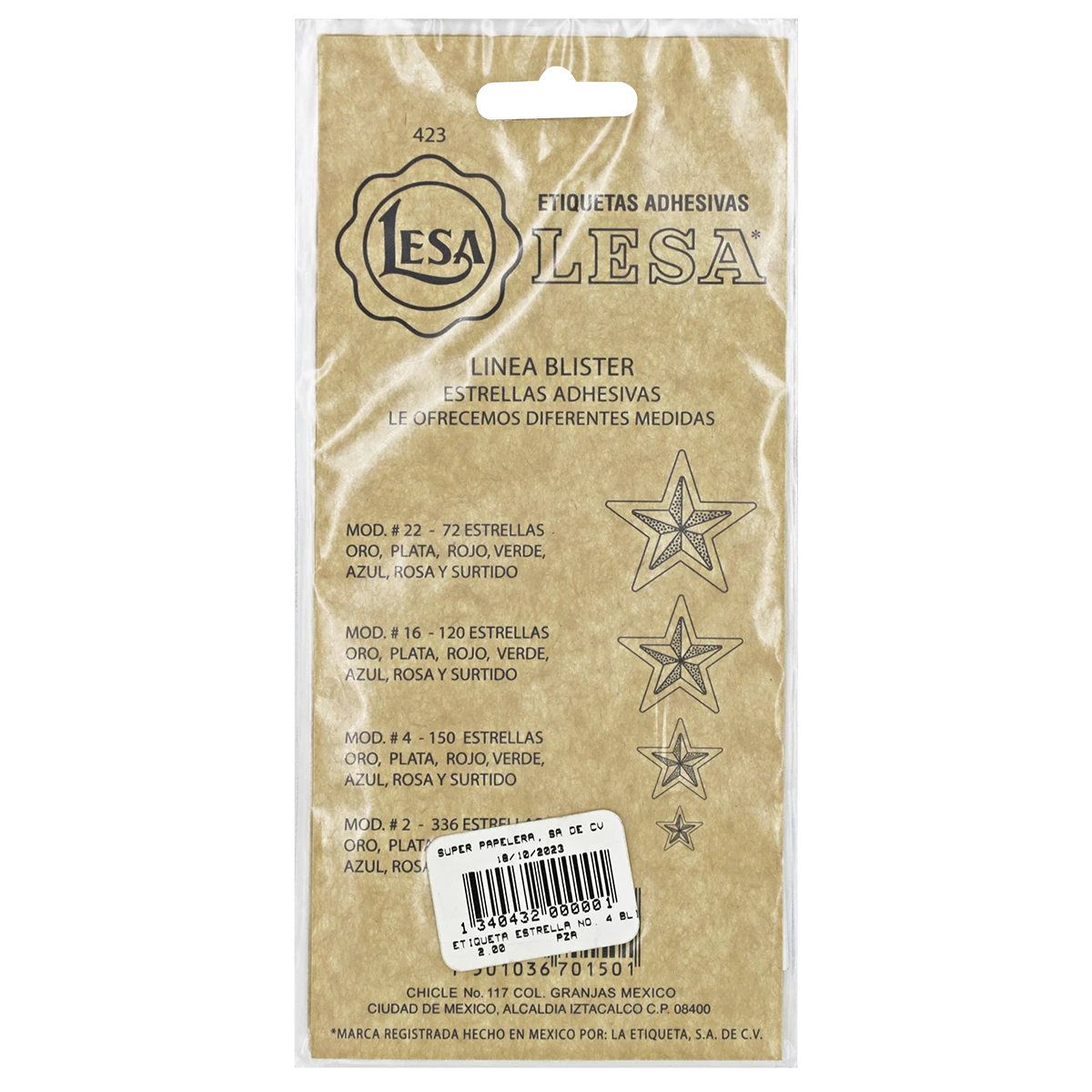 ETIQUETA ESTRELLA NO. 4 BLISTER C/150 PLATA