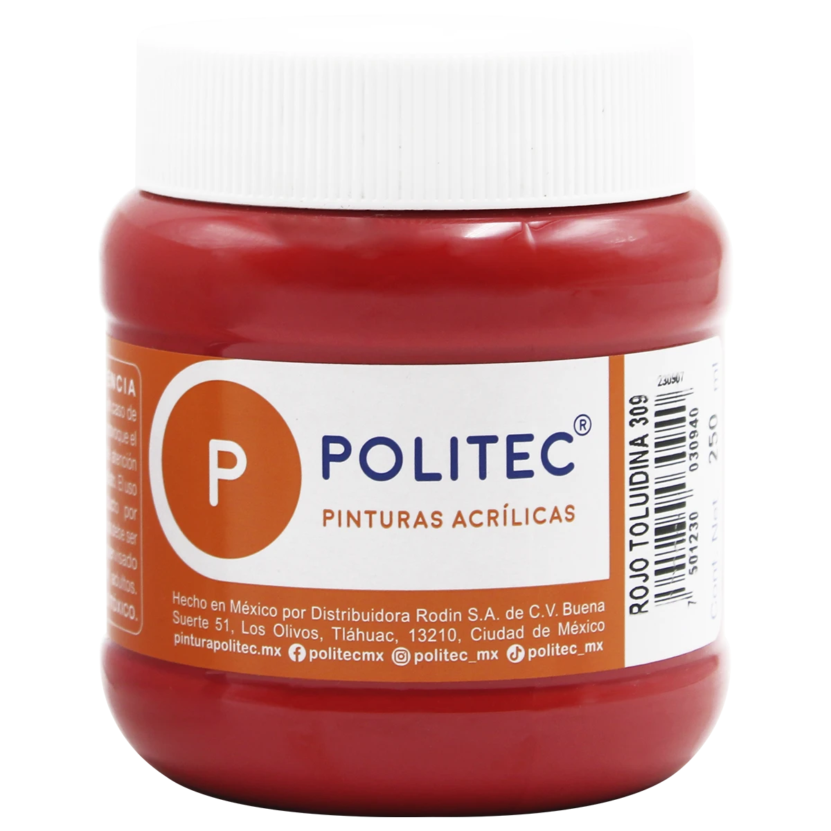 PINTURA ACRILICA MATE 250ML 309 ROJO TOLUIDINO