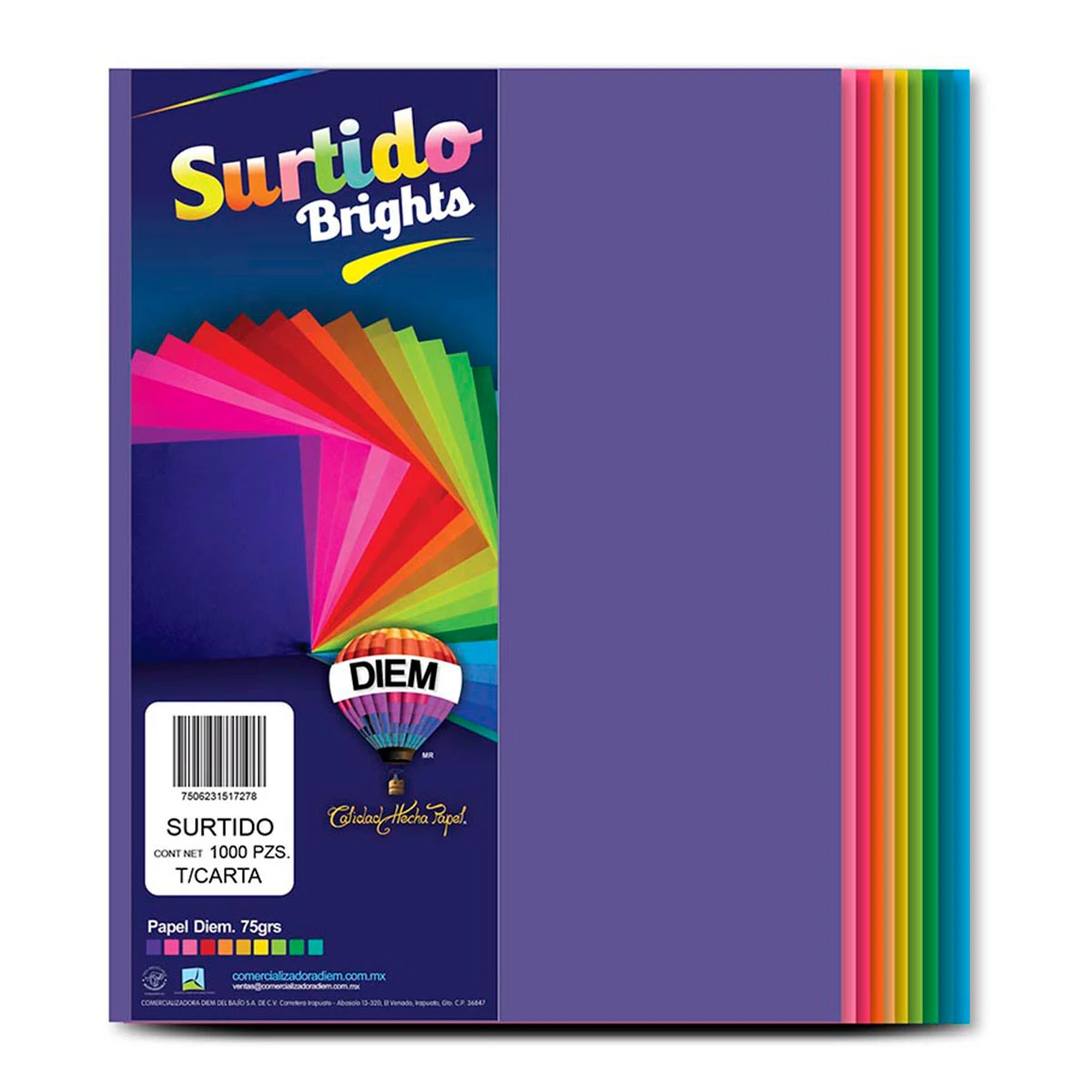 HOJA CARTA FLUORESCENTE C/1000 SURTIDO