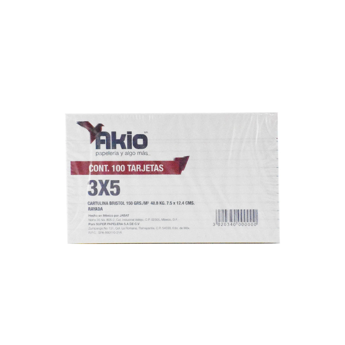 TARJETA 3X5 BLANCA C/100
