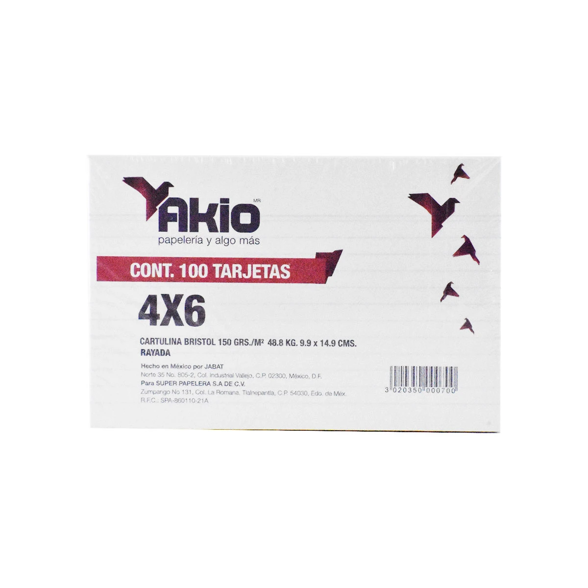 TARJETA 4X6 BLANCA C/100