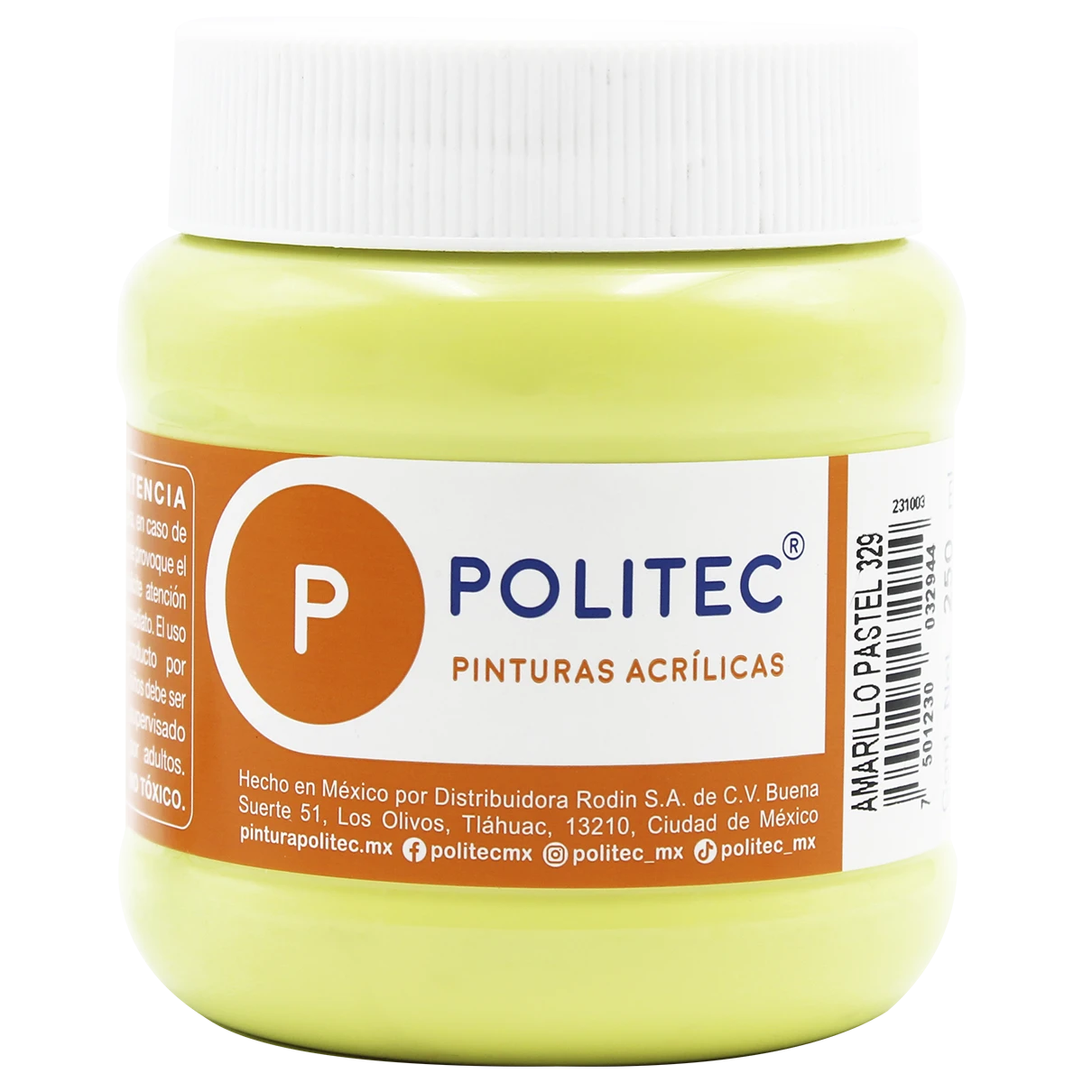PINTURA ACRILICA MATE 250ML 329 AMARILLO PASTEL