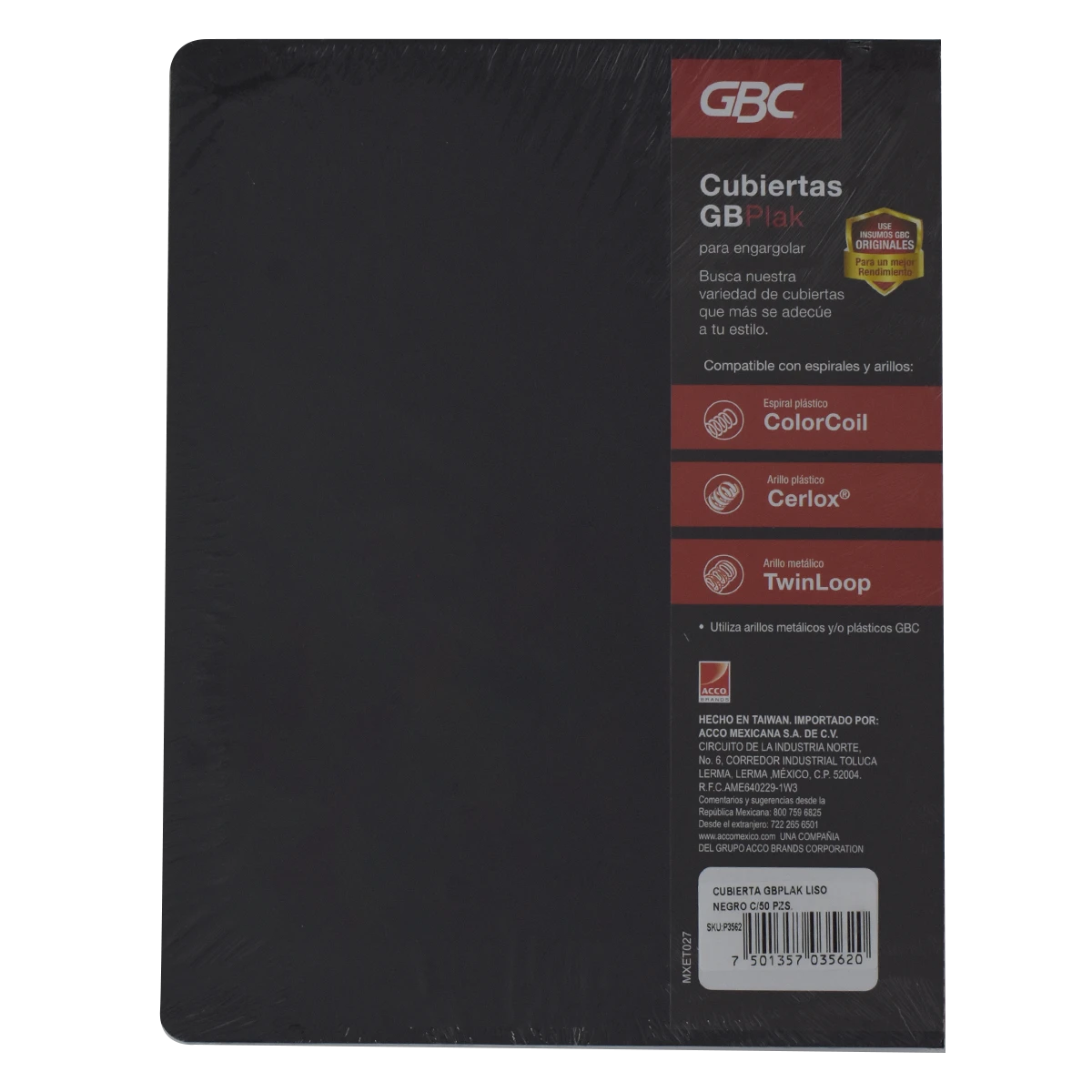 CUBIERTA CARTA GBPLAK 25JG LISO NEGRO