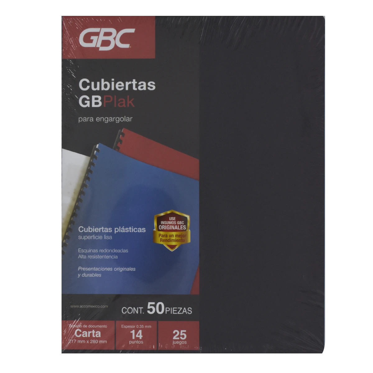 CUBIERTA CARTA GBPLAK 25JG LISO NEGRO