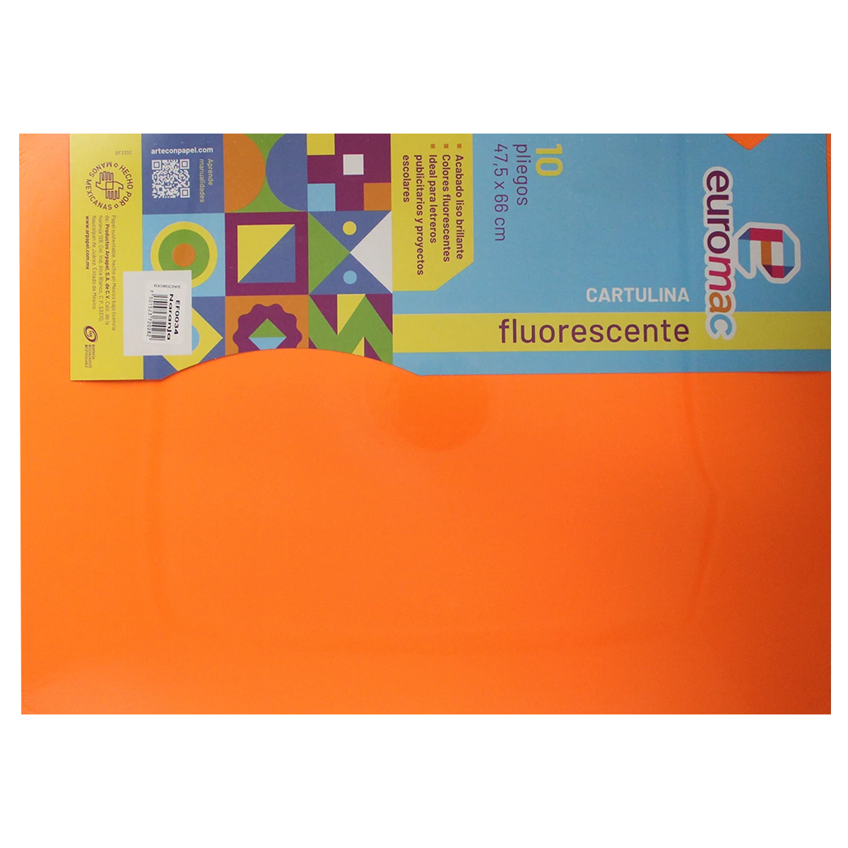 CARTULINA FLUORESCENTE C/10 NARANJA